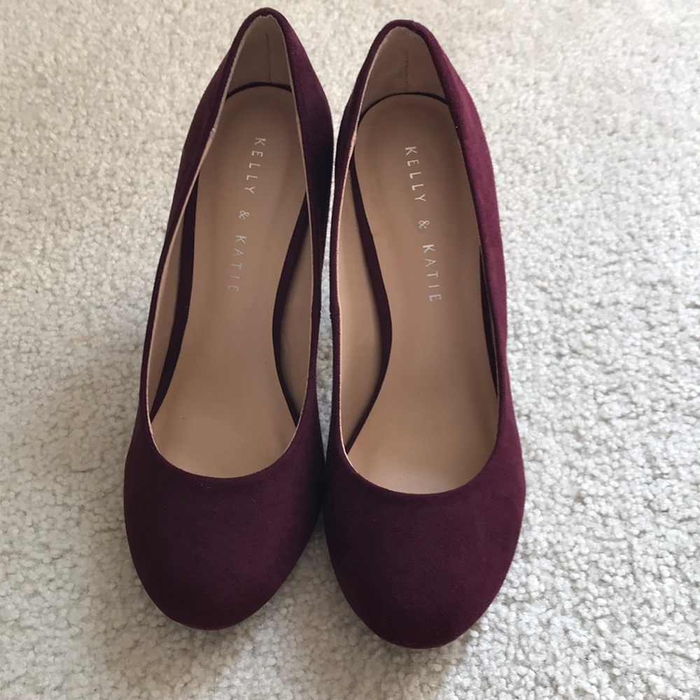 Brand New  Wine  Suede Heels